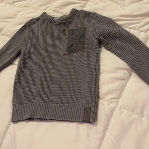 H&M Boys Gray Small 6/7Y Waffle Cotton Sweater With Pocket